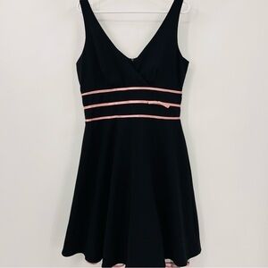 Hyphen Dress Black & Pink Slightly Stretchy Fit & Flare Vintage Bow Size 13/14